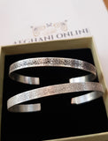 Silver bangle - silver with gold plated bangle - handmade engraving - afghani online - family bracelet - customized bangle - Ayat Al Kursi bracelet - Palestine Silver - Jordan gifts - gifts for her - USA silver - الافغاني - تفصيل اسوارة بانجل - بانجل حفر مع تلوين - هدايا فضة - فضة مطلي ذهب - اسوارة اية الكرسي - توصيل حول العالم
