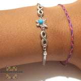 butterfly Turquoise Silver Bracelet & infinity with zircons stones اسوارة فضة تركواز فراشة وانفنيتي مع زركون