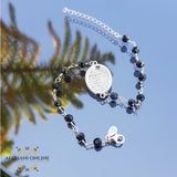 Ayet Alkursi bracelet- handmade beaded bracelet with zirconia bracelet - Sterling Silver 925 - Rhodium plated handmade silver - Afghani online - oriental bracelet - Arabic Islamic bracelet - Tasbeeh Ayet Al Kursi - UAE bracelets - Jordan bracelets - USA custom Jewelry - اسوارة مسبحة الله مع اية الكرسي - اسوارة فضة مع حجر اسود - مسبحة اية الكرسي - اسوارة زركون فضة مطلي روديوم - الافغاني