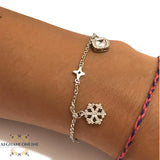 Silver charm bracelet, snow flake bracelet, zircons stones, 925 silver, afghani online, afghani Amman, اسوار فضة, اسوارة ثلج, اسوارة زركون, افغاني اونلاين