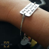 Personalized silver bracelet - handmade - hand engraving - she believed she could - bracelet for her - Pure silver - Afghani online - custom bracelet - Afghani Amman -  الافغاني - تفصيل اسوارة - اسوارة فضة -هدايا يدوية