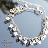 Stars charms with crystal clear cubic zirconia bracelet