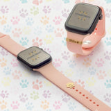 Sterling silver pet paw pin and engraved name bar watch charm set