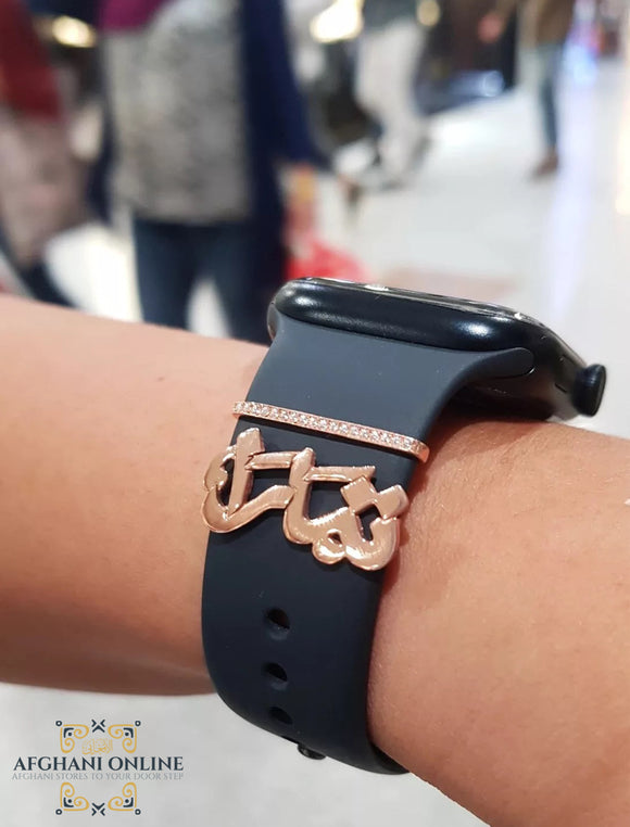 Signature Apple Watch Band with Silver Bezel and Cubic Zirconia