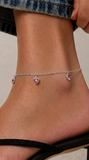 Heart Charm Anklet — Sterling Silver