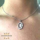 Silver necklace - cubic zircon - women silver necklace - sparkle pendant - afghani online - Jordan necklaces - الافغاني - سنسال فضة - سناسيل للبنات - تعليقة حجر زركون