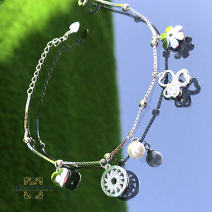 Silver charm bracelet - bracelet for her - sun bracelet - 925 silver - Afghani online - Afghani Amman - اسوار فضة - اسوارة زركون - اسوارة روديوم - افغاني اونلاين