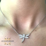 Silver necklace - cubic zircon - women silver necklace - sparkle pendant - afghani online - Jordan necklaces - الافغاني - سنسال فضة - سناسيل للبنات - تعليقة حجر زركون