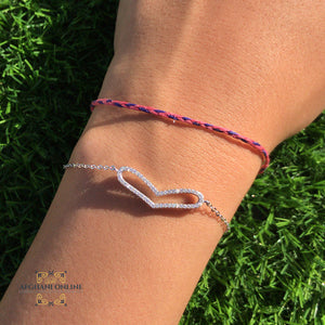 Silver bracelet - bracelet for her - heart bracelet - 925 silver - Afghani online - Afghani Amman - اسوار فضة - اسوارة قلب زركون - اسوارة روديوم - افغاني اونلاين
