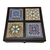tea box, Palestine, accessories box, Jordan, afghani online, handmade, pottery, ceramic, ajamic, 4 blocks, embroidery