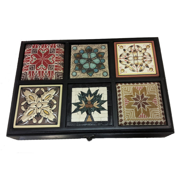 tea box - Palestine boxes - accessories box - Jordanian box - Afghani online - handmade box - pottery - ceramic - Ajami - 6 blocks - embroidery - tree of life - mosaic - صنوق شاي - صندوق مقسم - هدايا الاردن - هدايا فلسطين - تحف شرقية - هدايا للبيت - الافغاني - هدايا شركات