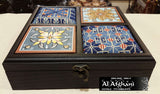 tea box, Palestine, accessories box, Jordan, afghani online, handmade, pottery, ceramic, ajamic, 4 blocks, embroidery