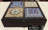 tea box, Palestine, accessories box, Jordan, afghani online, handmade, pottery, ceramic, ajamic, 4 blocks, embroidery