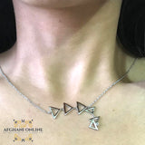friends necklace - Silver necklace - cubic zircon - women silver necklace - sparkle pendant - afghani online - Jordan necklaces - الافغاني - سنسال فضة - سناسيل للبنات - تعليقة حجر زركون