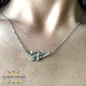 elegance necklace - Silver necklace - cubic zircon - women silver necklace - sparkle pendant - afghani online - Jordan necklaces - الافغاني - سنسال فضة - سناسيل للبنات - تعليقة حجر زركون