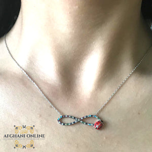 Silver necklace - cubic zircon - women silver necklace - sparkle pendant - afghani online - luck necklace - Jordan necklaces - الافغاني - سنسال فضة - سناسيل للبنات - تعليقة حجر زركون