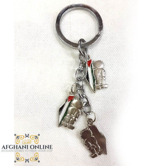 Colored Map of Palestine with Handala, key chain, Afghani Online