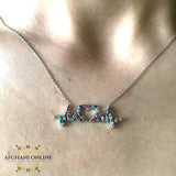 Silver necklace - cubic zircon - women silver necklace - sparkle pendant - afghani online - Jordan necklaces - الافغاني - سنسال فضة - سناسيل للبنات - تعليقة حجر زركون