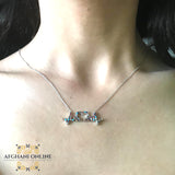 Silver necklace - cubic zircon - women silver necklace - sparkle pendant - afghani online - Jordan necklaces - الافغاني - سنسال فضة - سناسيل للبنات - تعليقة حجر زركون