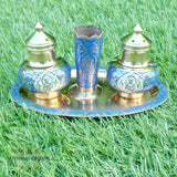 Brass -  handmade - Salt - and - Pepper - inlaid - with - colourful - enamel - salt - and - pepper - مملحة - نحاس - ملونة - الأفغاني - هدايا - منزلية - مطبخ - طعام - afghani- jordan