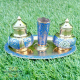 Brass -  handmade - Salt - and - Pepper - inlaid - with - colourful - enamel - salt - and - pepper - مملحة - نحاس - ملونة - الأفغاني - هدايا - منزلية - مطبخ - طعام - afghani- jordan