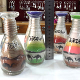 Sand bottles, sand art, Jordan, handmade, afghani online, personalized bottle, name.