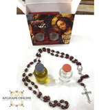 Holy Water, Holy Sand, Holy oil, Holy incense with wooden cross rosary type 1