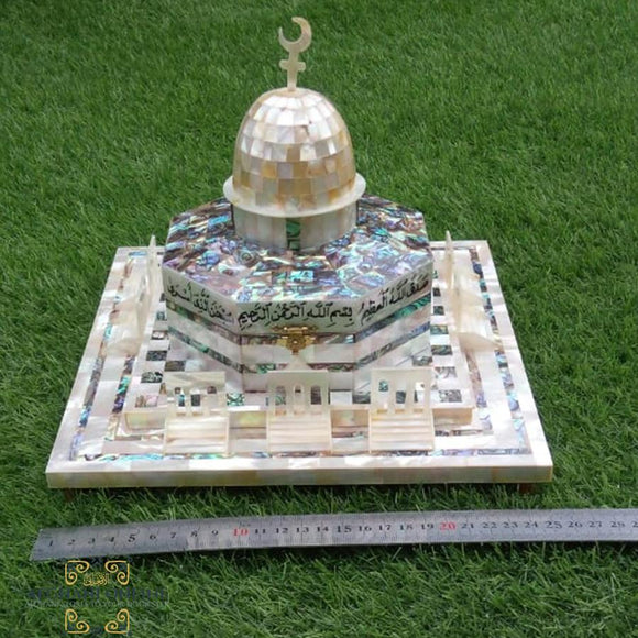 Dome - of - the - rock - Al - Aqsa - Jerusalem - Mosque - made - from - mother - of - pearl - afghani - holyland - products - مجسم - قبة - الصخرة - صدف صناعة - يدوية - فلسطين - الأراضي المقدسة