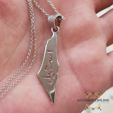 Palestine map with name customized - Sterling silver Palestine map necklace - Palestine gift necklace - afghani online - Jerusalem souvenirs - personalized name necklace - Palestine Silver - Jordan gifts - USA silver - الافغاني - تفصيل اسم مع خريطة فلسطين - سنسال اسم - هدايا فضة - توصيل حول العالم