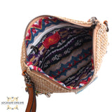A Palestinian style purse, handmade with Artificial Embroidery, of a genuine leather of light summer color.