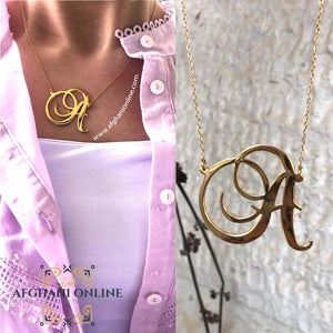 Silver Letter A - Initial silver necklace - gold necklace - Afghani online - customized necklace - personalized letter necklace - Amman Silver - Jordan gifts - USA silver - الافغاني - تفصيل حرف - سنسال احرف - هدايا فضة - توصيل حول العالم