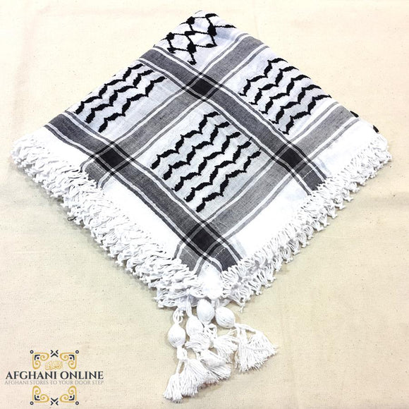 Palestinian Keffiyeh headdress scarf with Hadab حطة فلسطينية يدوية