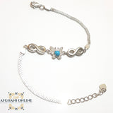 butterfly Turquoise Silver Bracelet & infinity with zircons stones اسوارة فضة تركواز فراشة وانفنيتي مع زركون