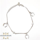Charm Silver horseshoe Bracelet with zircons stones اسوارة فضة حدوة الحصان مع زركون