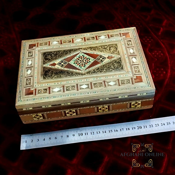 Mosaic box - handmade - Damascus mosaic - Jordan - Afghani - alafghani Amman - afghani online - صندوق موزاييك