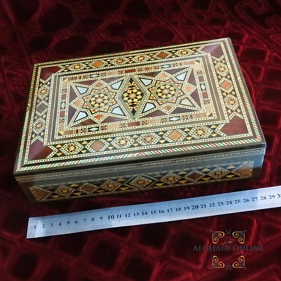 Mosaic box - handmade - Damascus mosaic - Jordan - Afghani - alafghani Amman - afghani online - صندوق موزاييك