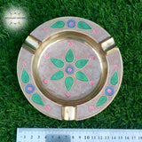 Brass - handmade - round - ashtray - inlaid - colorful enamel - oriental handicrafts - smoker - gifts - afghani online- Jordan Gifts - Palestine gifts - office gifts - الافغاني اونلاين - هدايا للمكتب - متكة نحاس - شغل يدوي - هدايا الاردن 