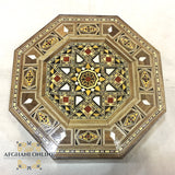 Mosaic box octagonal, handmade, Damascus mosaic, Jordan, Afghani, alafghani Amman, afghani online, صندوق موزاييك