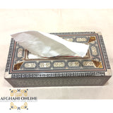 Mosaic napkin case, handmade, Jordan, Egypt, afghanionline, afghani online, الأفغاني, حافظة محارمو صندوق محارم موزاييك