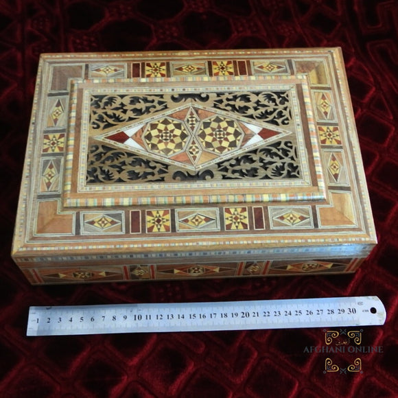 Mosaic box - handmade - Damascus mosaic - Jordan - Afghani - alafghani Amman - afghani online - صندوق موزاييك