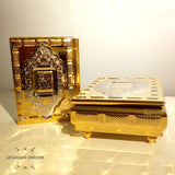 صندوق مصحف نحاس مطلي ذهب مع مصحف مذهب- Holy Quran box brass and gold plated - Jordan gifts - palestine Gifts - Syrian Gifts - مصحف مذهب صناعة سورية