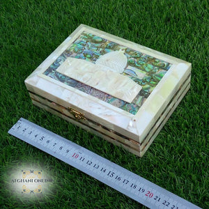 Holy Quran in mother of pearl - made in Jerusalem handmade mother of pearl Dome of the rock box - afghani online - Afghani Palestine - Jordan - مصحف مع صندوق صدف قبة الصخرة - مصحف فلسطين - مصحف صناعة فلسطينية - الأفغاني 