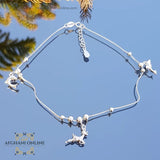 Silver Gazelle and dolphin charms anklet - afghani online - afghani Jordan - anklets in Amman - USA anklets - gifts for her - الافغاني - خلخال غزال و دولفين تشارم فضة