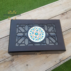 arabesque box - Palestine souvenirs - oriental box - wooden handicrafts - accessories box - Jordan gifts - Ajamic - Afghani online, handmade - Arabian box - ceramic - embroidery منتجات شرقية يدوية - تطريز فلسطيني - هدايا الأردن - هدايا فلسطين -الافغاني