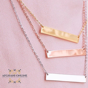 Personalized silver bar necklace vertical - USA Silver - Canada Jewelry - hand engraving - engraving necklace - necklace for her - Pure silver - rose gold bar necklace - gold bar necklace - Afghani online - custom bar necklace - Afghani Amman - الافغاني - تفصيل سنسال بار - سنسال بار فضة - سنسال بار روزغولد - مطلي ذهب - عقد الامارات - عقد قطر - هدايا يدوية