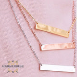 Personalized silver bar necklace vertical - USA Silver - Canada Jewelry - hand engraving - engraving necklace - necklace for her - Pure silver - rose gold bar necklace - gold bar necklace - Afghani online - custom bar necklace - Afghani Amman - الافغاني - تفصيل سنسال بار - سنسال بار فضة - سنسال بار روزغولد - مطلي ذهب - عقد الامارات - عقد قطر - هدايا يدوية