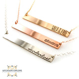 Personalized silver bar necklace - USA bar Silver necklace - Canada Jewelry - hand engraving - engraving necklace - necklace for her - Pure silver - rose gold bar necklace - gold bar necklace - Gold Bar Initial Necklace - Gold Plated Engraved Letter A Bar Initial Necklace - Single Horizontal Bar Pendant Necklace for Women -Jewelry - Afghani online - custom bar necklace - Afghani Amman - الافغاني - تفصيل سنسال بار - سنسال بار فضة - سنسال بار روزغولد - مطلي ذهب - عقد الامارات - عقد قطر