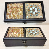 Tea box - Palestine souvenirs - oriental box - wooden handicrafts - accessories box - Jordan gifts - Ajamic - Afghani online, handmade - Arabian box - ceramic - embroidery منتجات شرقية يدوية - تطريز فلسطيني - هدايا الأردن - هدايا فلسطين -الافغاني