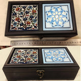 Tea box - Palestine souvenirs - oriental box - wooden handicrafts - accessories box - Jordan gifts - Ajamic - Afghani online, handmade - Arabian box - ceramic - embroidery منتجات شرقية يدوية - تطريز فلسطيني - هدايا الأردن - هدايا فلسطين -الافغاني