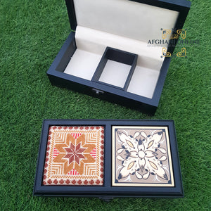 Tea box - Palestine souvenirs - oriental box - wooden handicrafts - accessories box - Jordan gifts - Ajamic - Afghani online, handmade - Arabian box - ceramic - embroidery منتجات شرقية يدوية - تطريز فلسطيني - هدايا الأردن - هدايا فلسطين -الافغاني